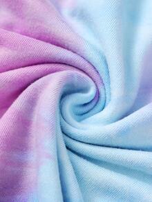 SHEIN 女孩紮染字母圖案T恤 - 彩色 - 查看 5