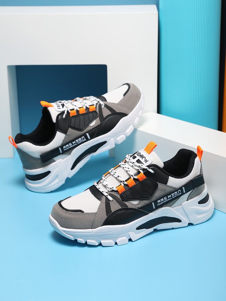 Giày chunky thể thao cho nam, Giày thể thao có dây buộc trang trí bằng chữ - Nhiều màu - Xem 1