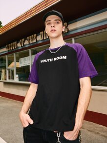 Áo thun nam tay raglan họa tiết chữ - màu đen - Xem 1