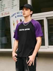 Áo thun nam tay raglan họa tiết chữ - màu đen - Xem 3