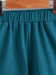 SHEIN Bộ thời trang bé trai Đắp vá màu trơn Giải trí - Màu xanh ngọc - Xem 3