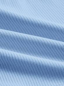 SHEIN MOD Contrast Binding Bow Front Tank Top - Baby Blue - View 4