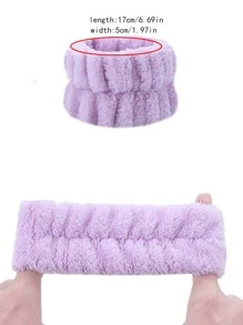 2pcs Solid Fuzzy Bath Wrist Band, Nordic Polyester Wristband For Washing Face - Purple - View 3