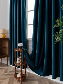 海軍藍單片窗簾,極簡織物臥室和客廳單面板遮光窗簾 - 藏蓝色 - 查看 2