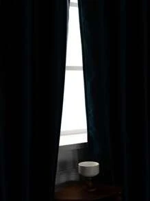 海軍藍單片窗簾,極簡織物臥室和客廳單面板遮光窗簾 - 藏蓝色 - 查看 3