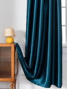 海軍藍單片窗簾,極簡織物臥室和客廳單面板遮光窗簾 - 藏蓝色 - 查看 6