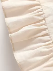 SHEIN Baby Girl Floral Embroidery Ruffle Trim Pocket Patched Flounce Hem Dress - Apricot - View 7