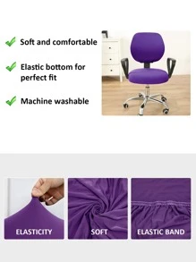 1pc Purple Chair Seat Cover, Modern Polyester Detachable Furniture Protector Slipcover For Home - Purple - View 4