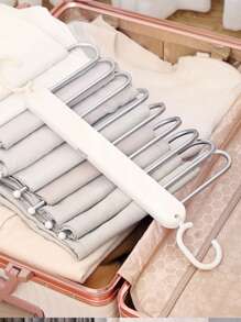 1入組多功能可折疊褲架，防滑衣架，可用於褲子和襯衫，節省空間的高品質塑料+不銹鋼網格衣架，適用於櫥櫃，衣櫥 - 白色 - 查看 6