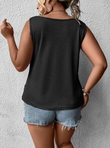 SHEIN LUNE Top tank con parche con bolsillo - Negro - Ver 2