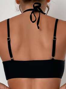 Swim SXY Damskie topy bikini Siateczka kontrastująca z krzyżowaniem Pierścionek Prosty