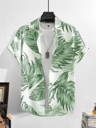 Manfinity RSRT Hombres Camisa con estampado tropical sin camiseta