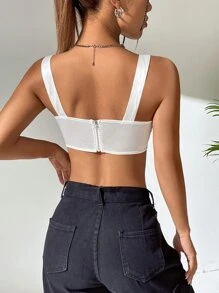 SHEIN EZwear Top micro crop ancho tirantes - Blanco - Ver 2