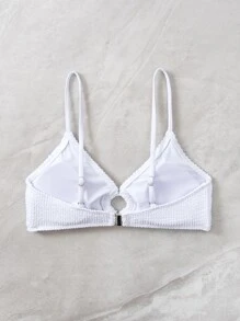 SHEIN Swim Summer Beach Ring Linked Bikini Top - White - View 2