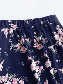 SHEIN LUNE 大碼印花喇叭半身裙 - 藏蓝色 - 查看 3