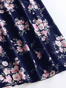 SHEIN LUNE 大碼印花喇叭半身裙 - 藏蓝色 - 查看 5