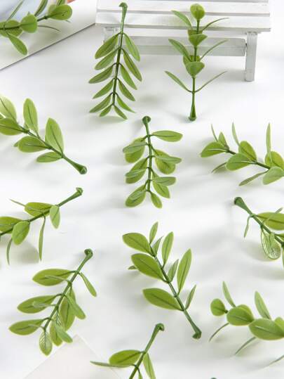 20/60片人造绿叶，情人节礼物，DIY蛋糕装饰，糖果盒，生日派对装饰，婚礼花束，家居装饰，餐厅，卧室，窗台，花瓶填充物，情人节，新年装饰，户外花园，返校季