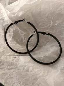 Minimalist Hoop Earrings - Black - View 3