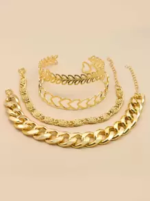 Bộ 4 chiếc vòng tay trang trí hình trái tim và lá cho ngày lễ tình nhân - Vàng - Xem 2