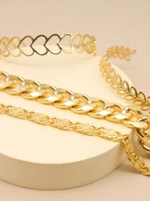 Bộ 4 chiếc vòng tay trang trí hình trái tim và lá cho ngày lễ tình nhân - Vàng - Xem 5