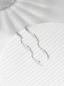 Spiral Drop Earrings - Silver - View 2