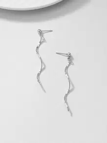 Spiral Drop Earrings - Silver - View 3