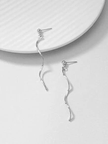Spiral Drop Earrings - Silver - View 4