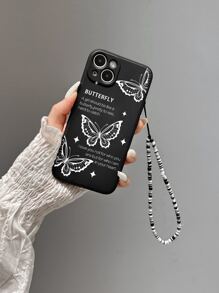 1入組 TPU 側面噴漆手機殼附手帶，相容於 Apple Iphone 7/8/11/12/13/14/pro Max/plus、X/xr/xs Max/se2、Iphone 15/15pro/15plus/15promax、三星銀河A03s/a03core/a04/a12/a13/a14/a21s/a22/a23/a32/a33/a34/a50/a51/a52/a53/a54/a71/a72/a73/s202/a53/a54/a71/a72/a73/s202/a53/a54/a71/a72/a73/s20212121212/21212/2121212/2121212121212/2122129 /s22plus/s22ultra。相容於iPhone15/15Plus/15Pro/15Promax - 黑與白 - 查看 1