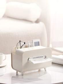 1pc ABS Tissue Storage Box, Modern White Tissue Box Cover Holder For Home - White - View 2