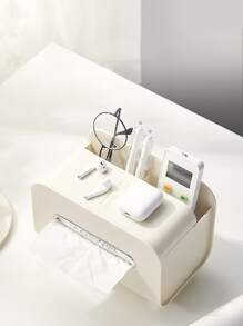 1pc ABS Tissue Storage Box, Modern White Tissue Box Cover Holder For Home - White - View 7