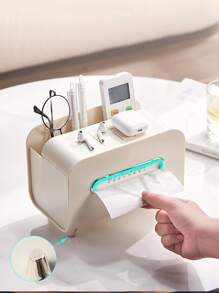 1pc ABS Tissue Storage Box, Modern White Tissue Box Cover Holder For Home - White - View 8