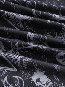 ROMWE Grunge Punk Skull Print Tank Top - Black - View 3