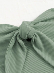 Soleia Top tubo bustier tejido de canalé con cordón delantero - verde menta - Ver 6