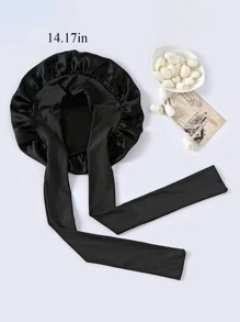 1 件装女士纯色蝴蝶结装饰缎面休闲发帽适合日常生活丝绸发帽缎面发帽情人节 - 黑色 - 查看 3
