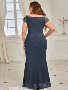 MIUSOL Plus Sweetheart Neck Draped Side Mermaid Hem Formal Lace Dress Elegant Prom Wedding Dress For Sale, For Graduation, Dinner - Xám - Xem 2