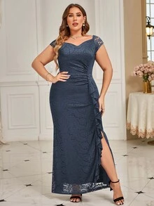 MIUSOL Plus Sweetheart Neck Draped Side Mermaid Hem Formal Lace Dress Elegant Prom Wedding Dress For Sale, For Graduation, Dinner - Xám - Xem 5