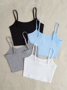 SHEIN EZwear 4入組羅紋針織吊帶上衣