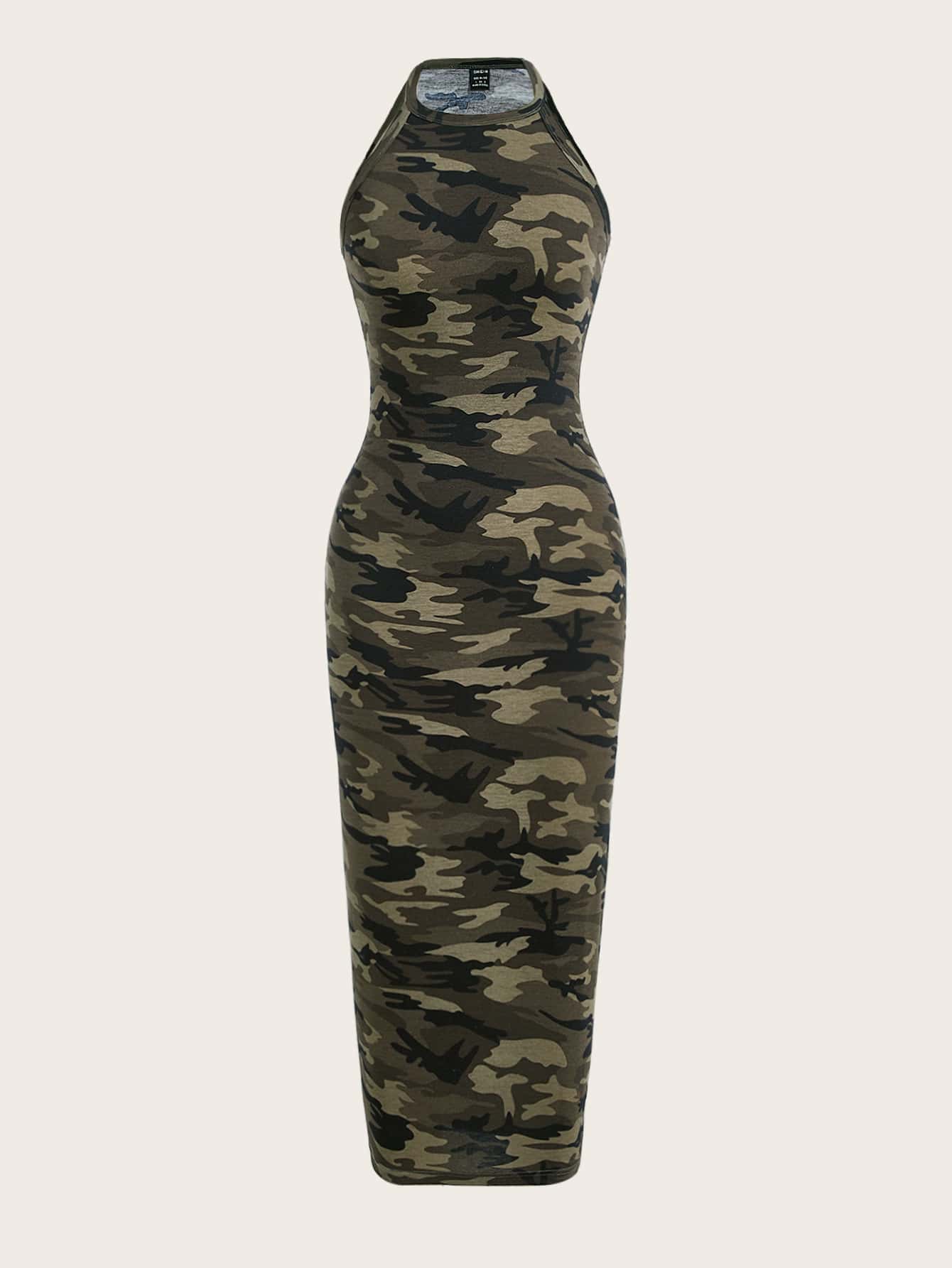 SHEIN EZwear Camo Print Slip Dress - Multicolor - View 1