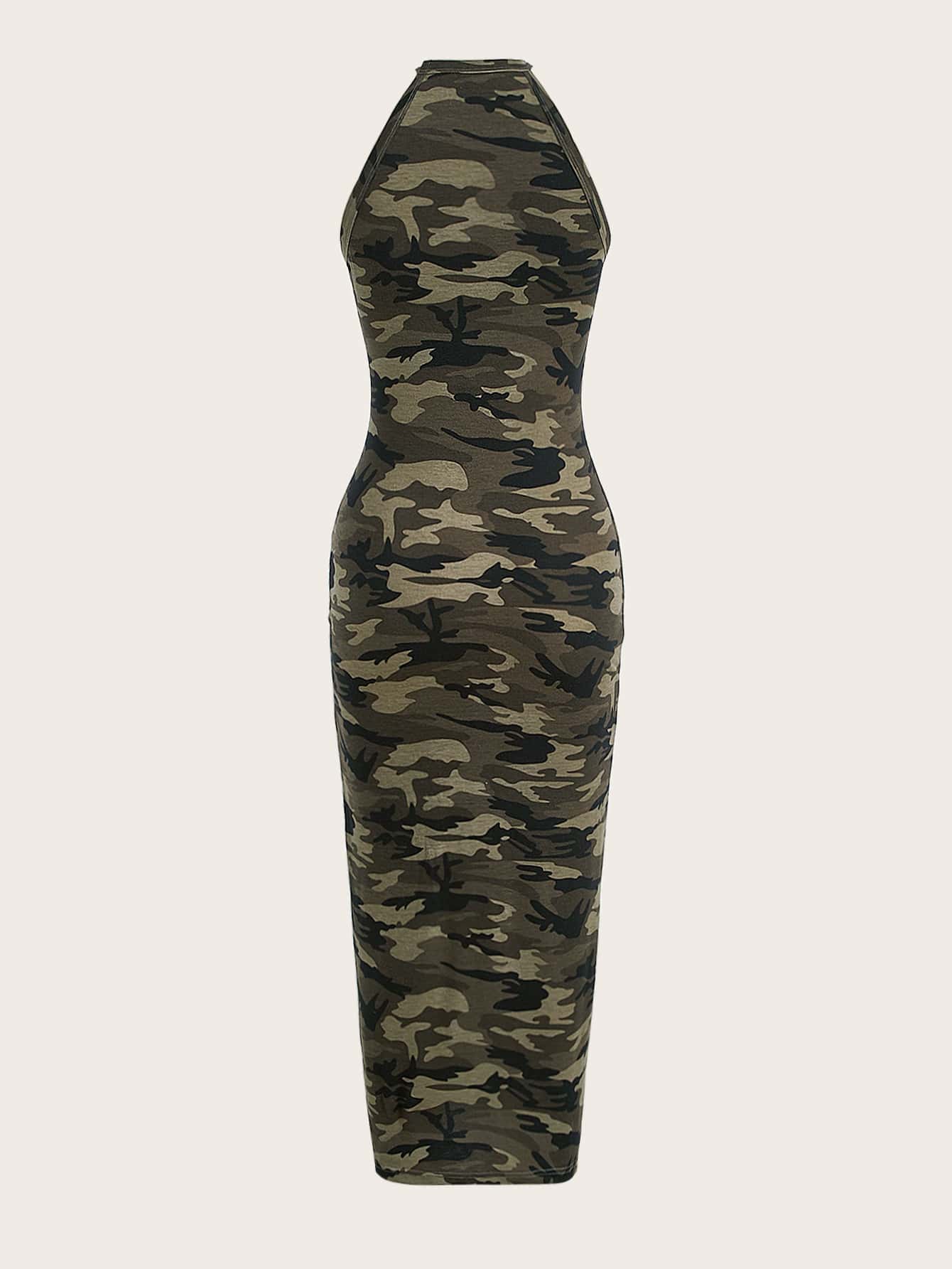 camo slip dress ALL CAPS STUDIO / ALTERIOR neck silhouette and fluid movement Christian Dior by John Galliano