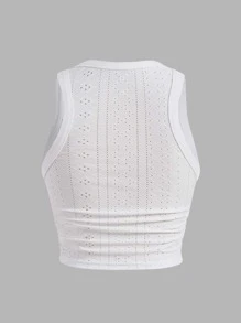 Muchica Áo khoác và áo lót dành cho xe tăng nữ Tranh thêu màu trơn Giải trí - trắng - Xem 2