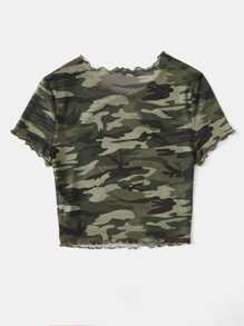 Muchica 戶外運動風迷彩印花木耳邊短款上衣 - 彩色 - 查看 2