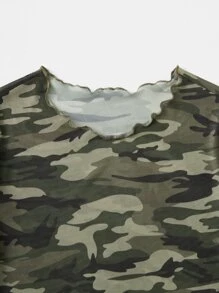Muchica 戶外運動風迷彩印花木耳邊短款上衣 - 彩色 - 查看 5