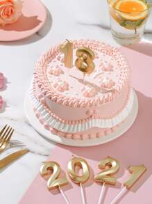 1 pieza Decoración para tarta con números de cera, decoración de tapa de tarta a la moda para fiesta de cumpleaños