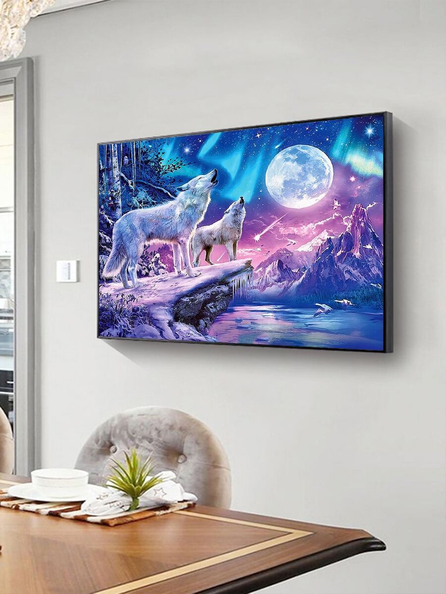 3pcs/set PMMA Point Drill Pen Tool, Creative Wolf & Moon Pattern Diamond Painting Art Drill Pen Set For Crafts - Multicolor - View 1