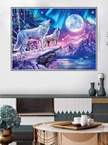 3pcs/set PMMA Point Drill Pen Tool, Creative Wolf & Moon Pattern Diamond Painting Art Drill Pen Set For Crafts - Multicolor - View 5