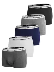 Men 5pcs Letter Graphic Boxer Brief - Multicolor - View 1