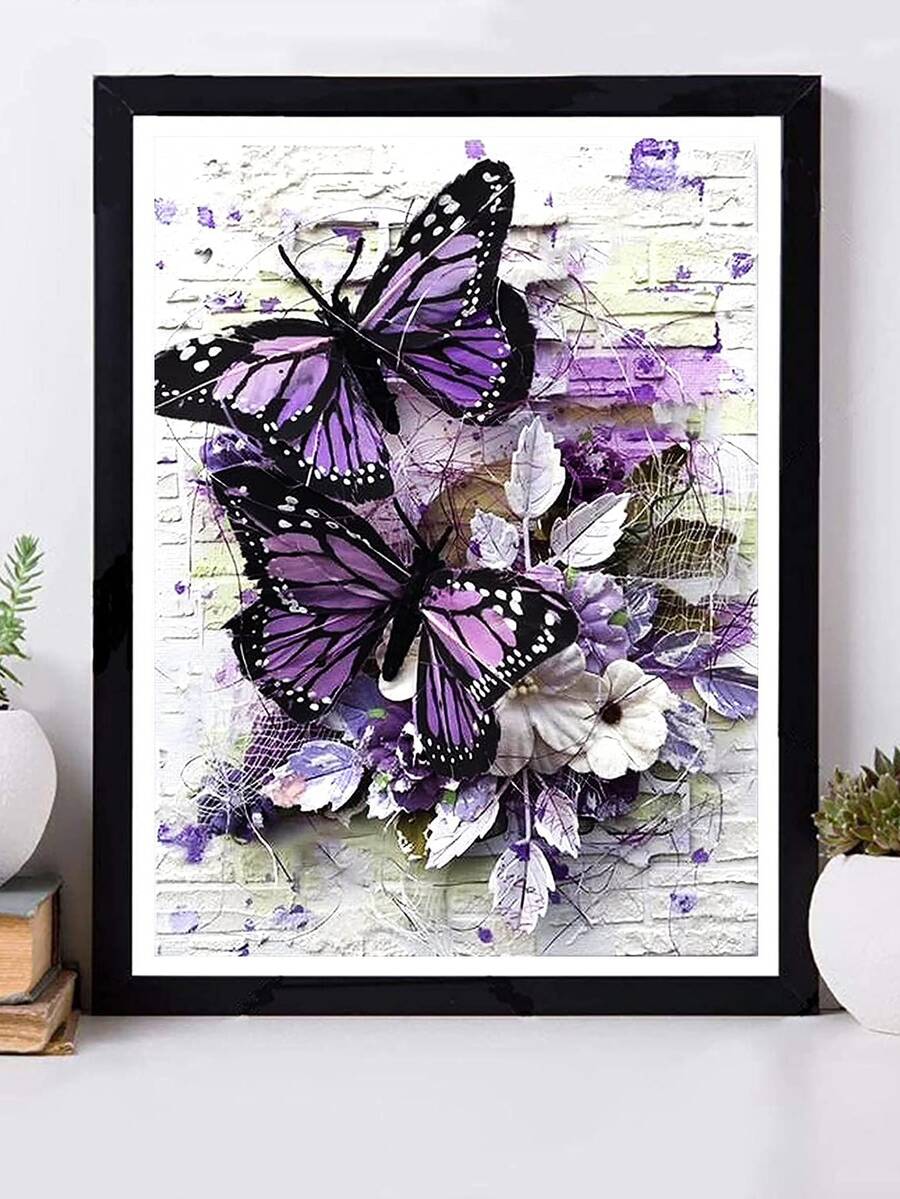 3 piezas/set PMMA pintura de diamantes DIY sin marco, patrón creativo de mariposa pintura de diamantes DIY para manualidades - Multicolor - Ver 1