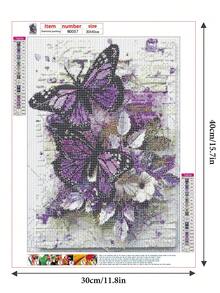 3 piezas/set PMMA pintura de diamantes DIY sin marco, patrón creativo de mariposa pintura de diamantes DIY para manualidades - Multicolor - Ver 2