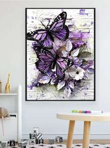 3 piezas/set PMMA pintura de diamantes DIY sin marco, patrón creativo de mariposa pintura de diamantes DIY para manualidades - Multicolor - Ver 3