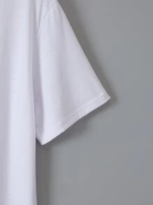 SHEIN EZwear 汽車和字母圖案T恤 - 白色 - 查看 5